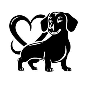 Love Heart Dachshund Dog Puppy Vinyl Graphic Auto Laptop Decal Animal Sticker